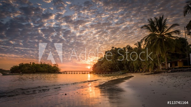 Picture of Sunrise on tropical beach Isla Coiba Panama